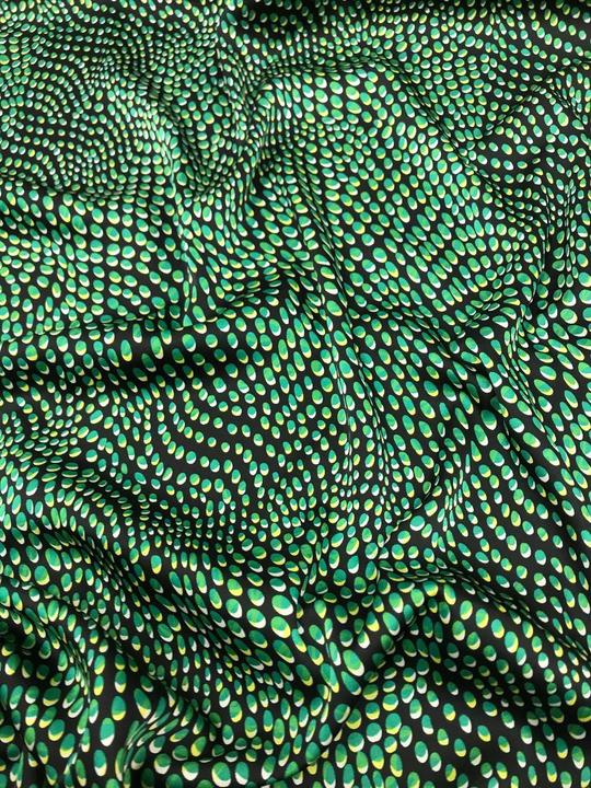 Плательная принт, горох зеленый/черный BAVARIA