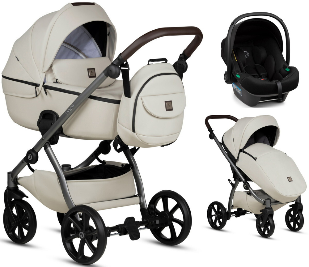 Детская коляска Tutis Uno 5 Plus Leather collection 3 в 1 1402168 Black Sesame