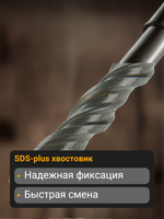 Бур по бетону тундра, двойная спираль, SDS-plus, 14 х 410 мм