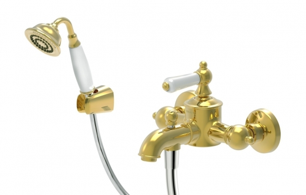 Смеситель Bravat Art для ванны с коротким изливом золото