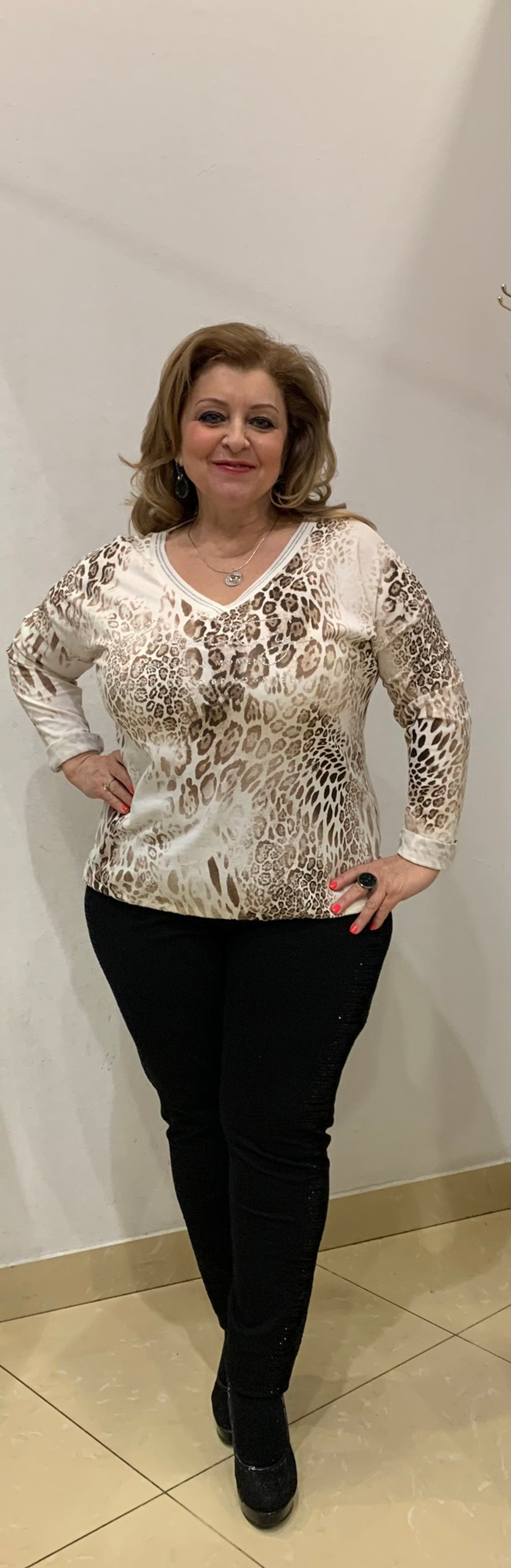 Блузон с серебристой надписью и леопардовым принтом