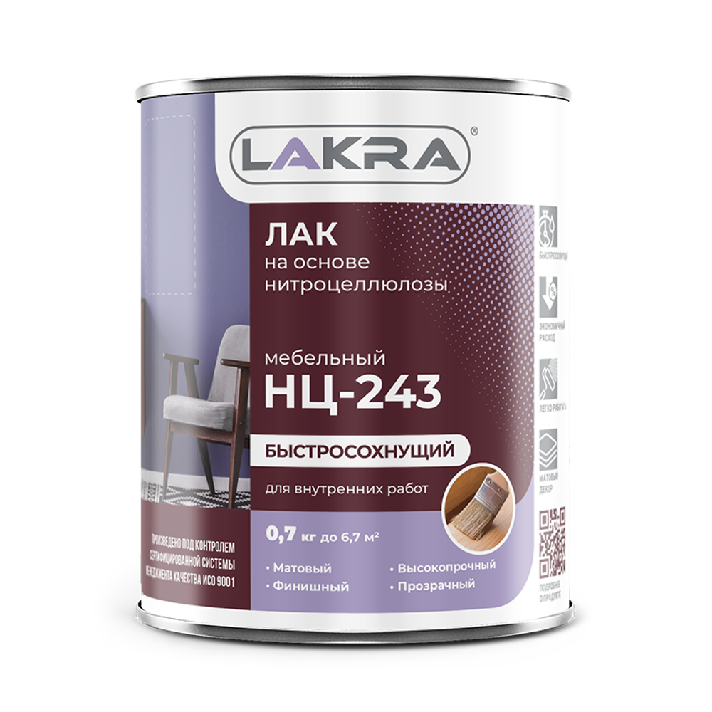 ЛАКРА Лак НЦ-243 0,7кг матовый (LAKRA)