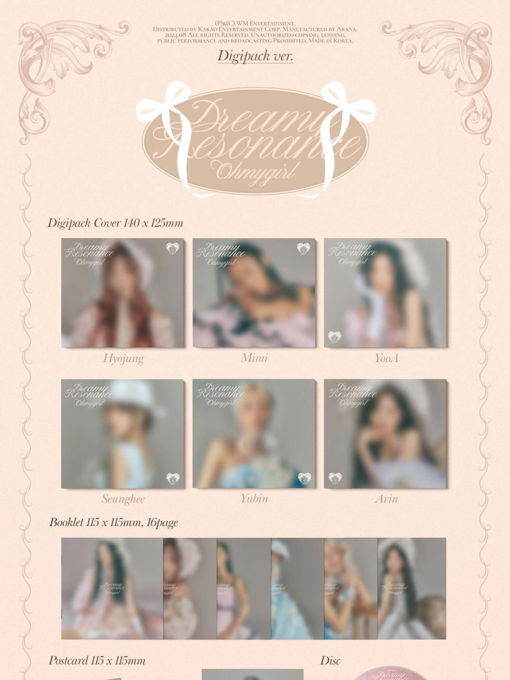 Альбом OH MY GIRL - DREAMY RESONANCE 10th Mini Album DIGIPACK 6 Version SET