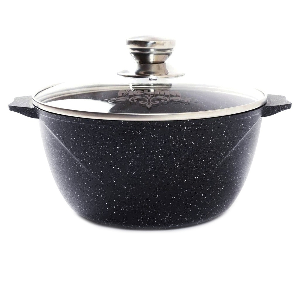 Кастрюля алюм, антиприг, 4 л, с крыш, крыш стекло, Мечта, Гранит black Induction Pro, 44802И, индукц