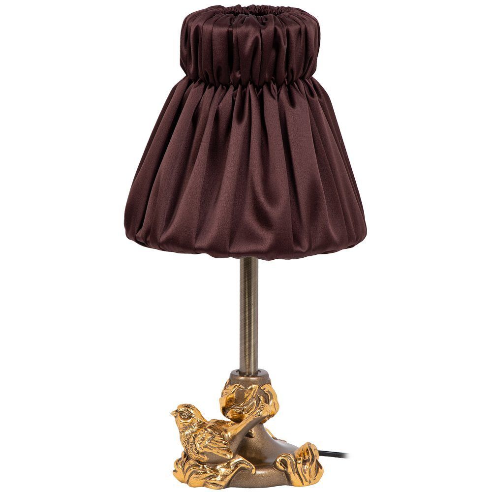 Настольная лампа Белла Бронза с абажуром Адель Шоколад