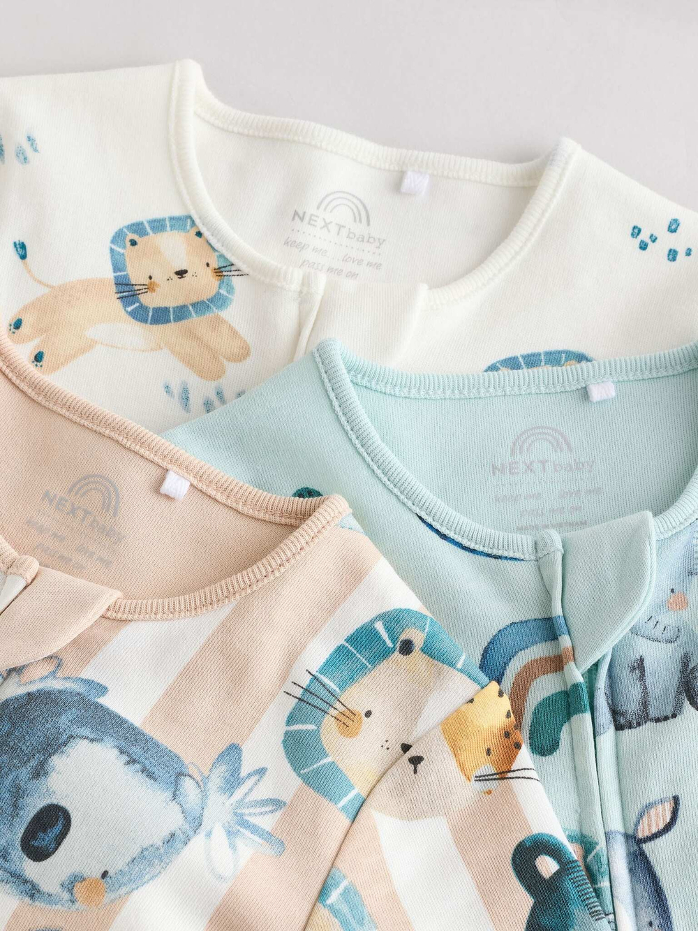 Комбинезон / Cлип для малышей Next E19-557, 3 шт., Бежевый, Голубой