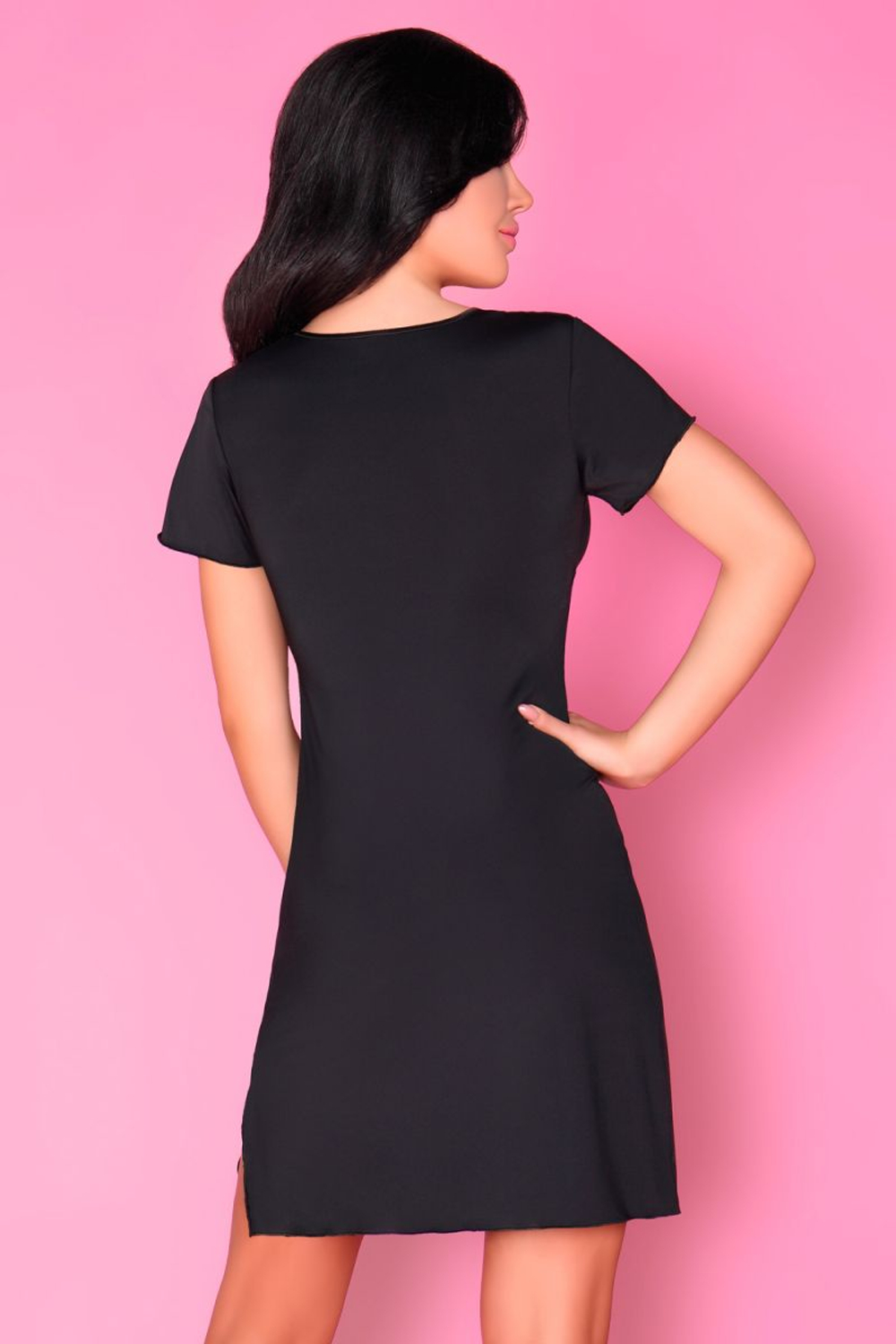 Эффектная сорочка Medea с золотистой вышивкой (Размер: S-M) (Цвет: черный)