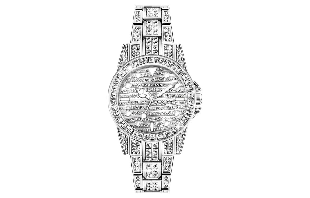 KANGOL Sparkling Adventure Baby"s Breath Quartz Movement Metal Strap Watch Women"s Watch Silver Dial