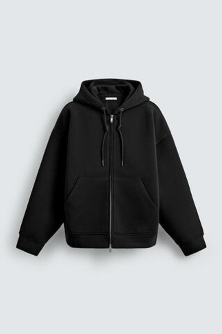 ZARA ХУДИ С КАПЮШОНОМ ИЗ НЕОПРЕНА, ЧЕРНЫЙ