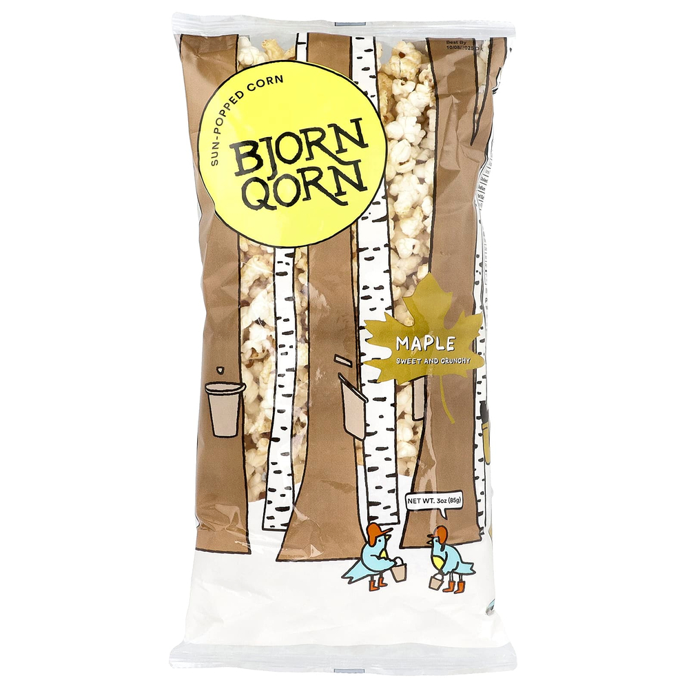 BjornQorn, попкорн, вкус кленового сиропа, 85 г (3 унции)