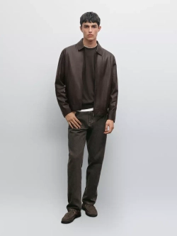 Massimo Dutti Куртка из овечьей кожи наппа, коричневый