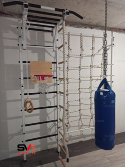 Монтаж шведской стенки Sv Sport с канатным лазом в пеноблочные, газоблочные стены