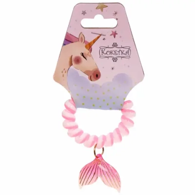 Резинки для волос силиконовые 2шт «MARZIPAN», русалочка, цвет розовый, d-5,5см (подвес Единорог)
