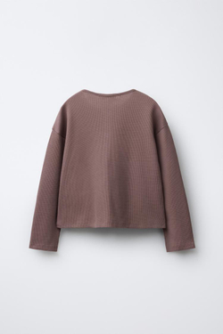 ZARA ПИЖАМА ВАФЕЛЬНАЯ С ВЫШИВКОЙ, БАКЛАЖАННЫЙ