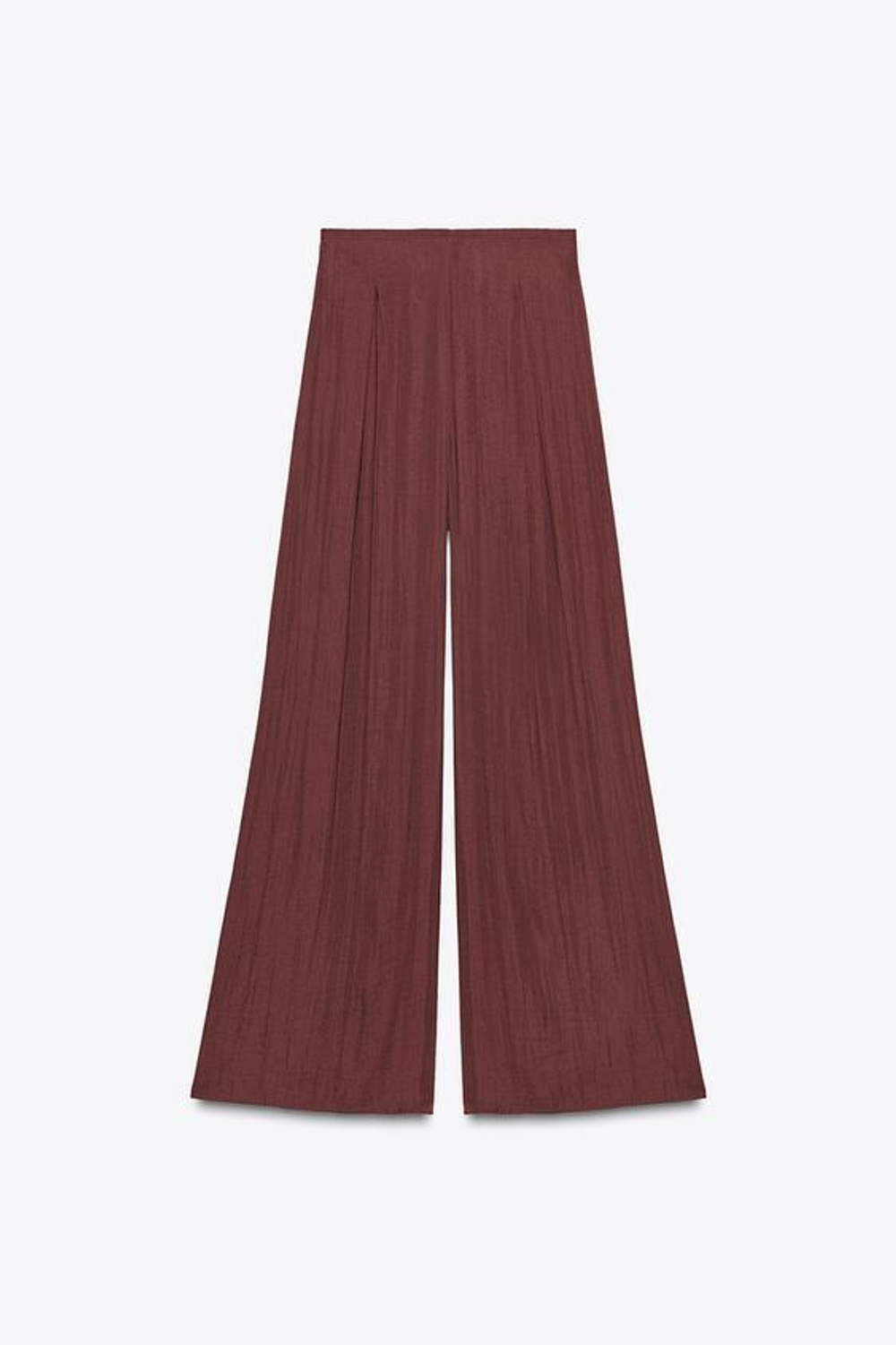 ZARA ШИРОКИЕ БРЮКИ С ЗАЩИПАМИ, БУРГУНДИ