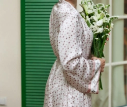 Халат-кимоно шелковый Mollen Бореаль в жемчужно-белом