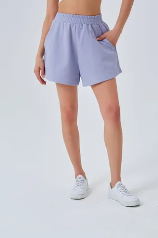 Шорты укороченные из рифленого хлопка лавандового цвета