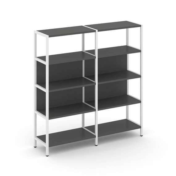 Shelf System Двухсекционный стеллаж четырехярусный SN.STM-421 Антрацит/Металл Белый 1590*400*1613