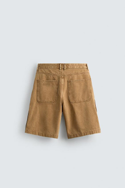 ZARA ШОРТЫ BAGGY FIT С ПУГОВИЦАМИ, РЫЖЕВАТО-КОРИЧНЕВЫЙ
