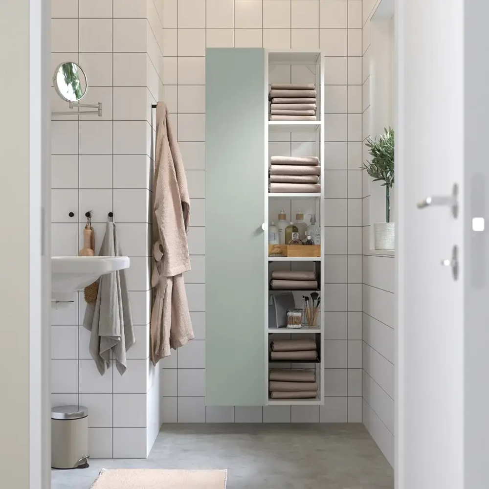 Комбинация для ванной - IKEA ENHET, 60х32х180 см, белый/светло-зеленый, ЭНХЕТ ИКЕА