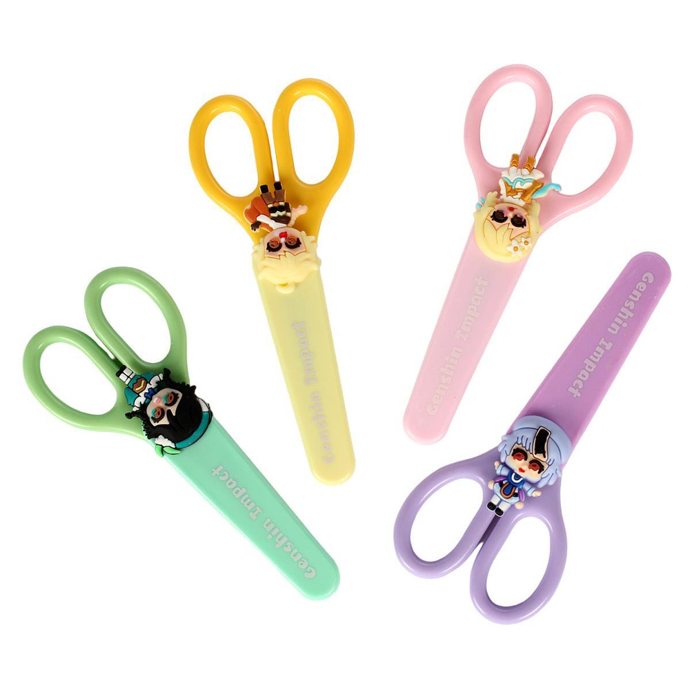 Ножницы детские 14 см с пластиковым чехлом и ПВХ фигуркой "Аниме", С-40021