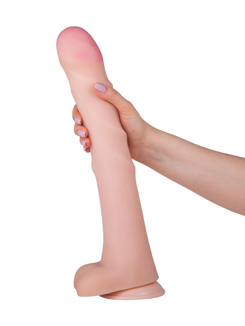 Реалистичный супергигант на присоске - 37 см. (Цвет: телесный)