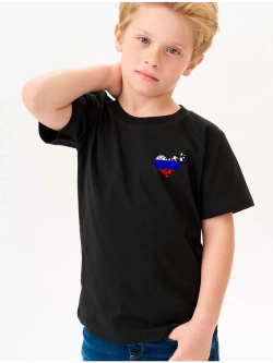 Футболка детская патриотическая сердце с сердечками