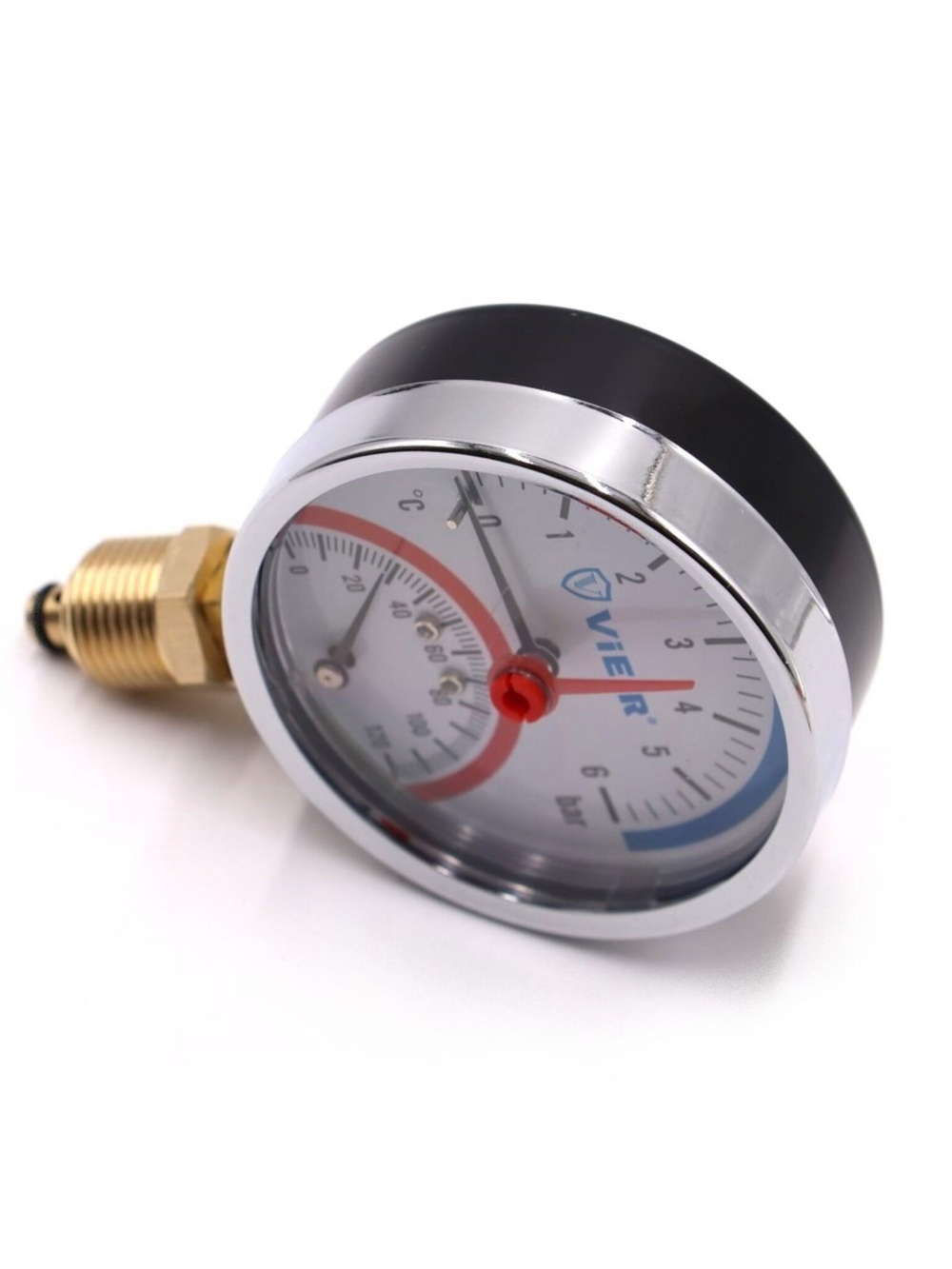 Термоманометр 1/2", вертикальный 80 мм/6 бар ViEiR