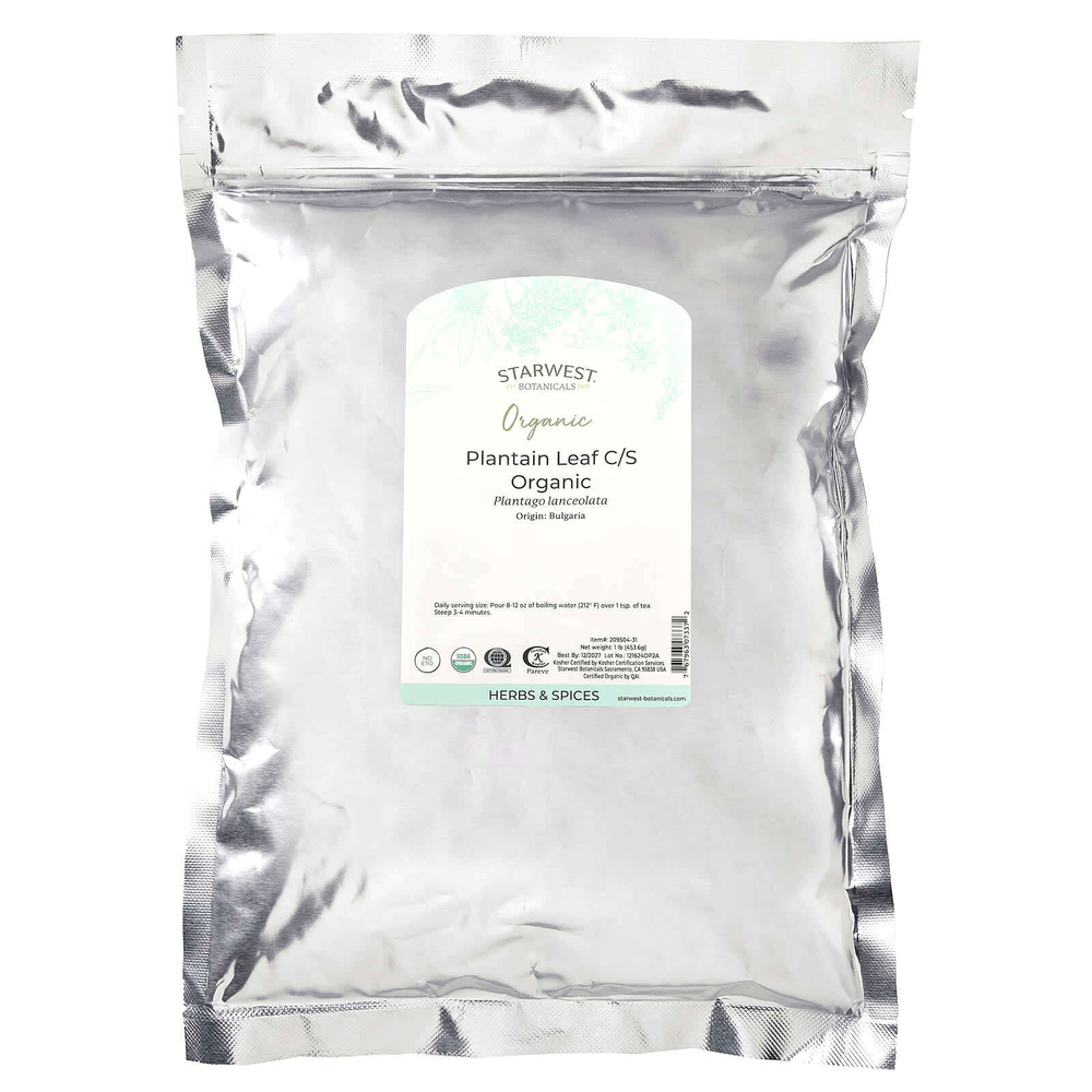 Starwest Botanicals, Органические листья подорожника (C / S), 453,6 г (1 фунт)