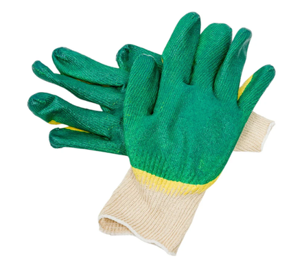 612 Перчатки с латексным покрытием желто-зеленые