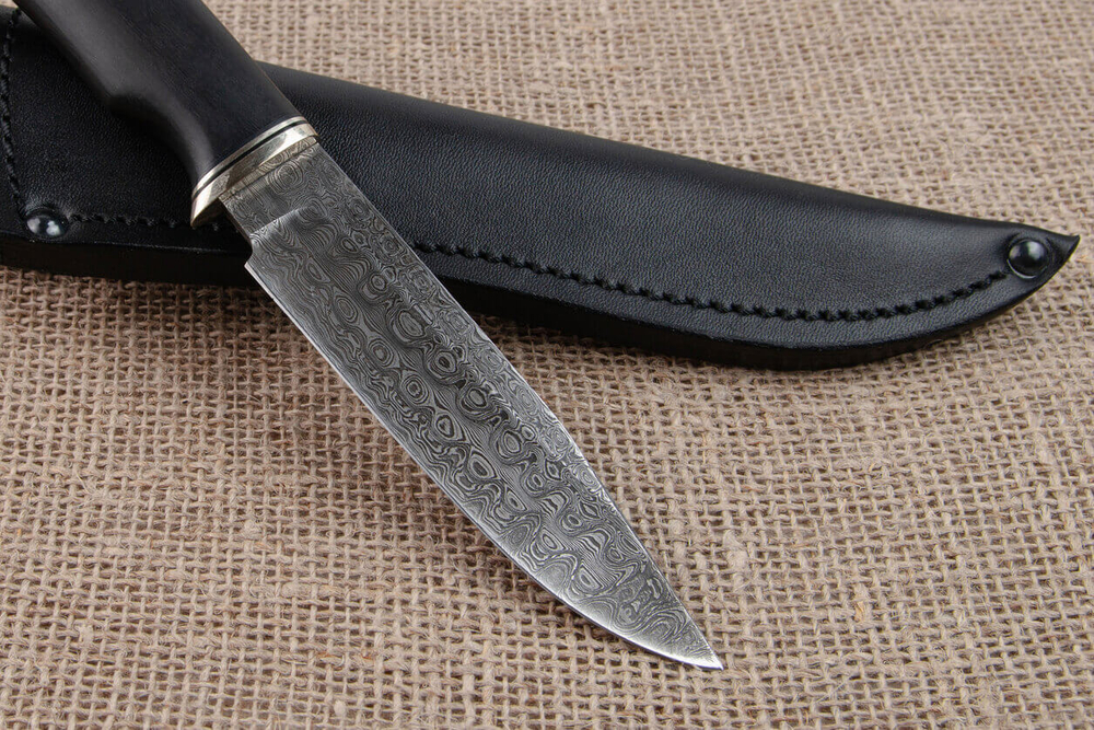 Нож "Гепард", дамасская сталь, рукоять черный граб мореный