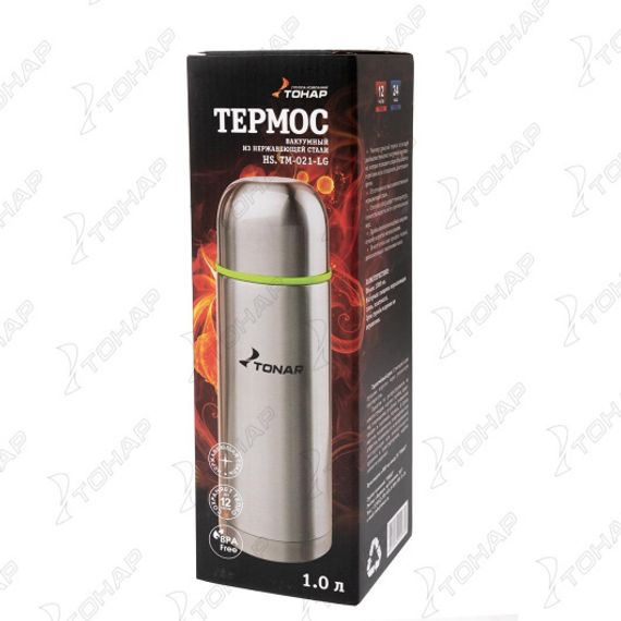 Термос (HS.TM-021-LG) 1000ML (дополн.пласт.чашка) TONAR