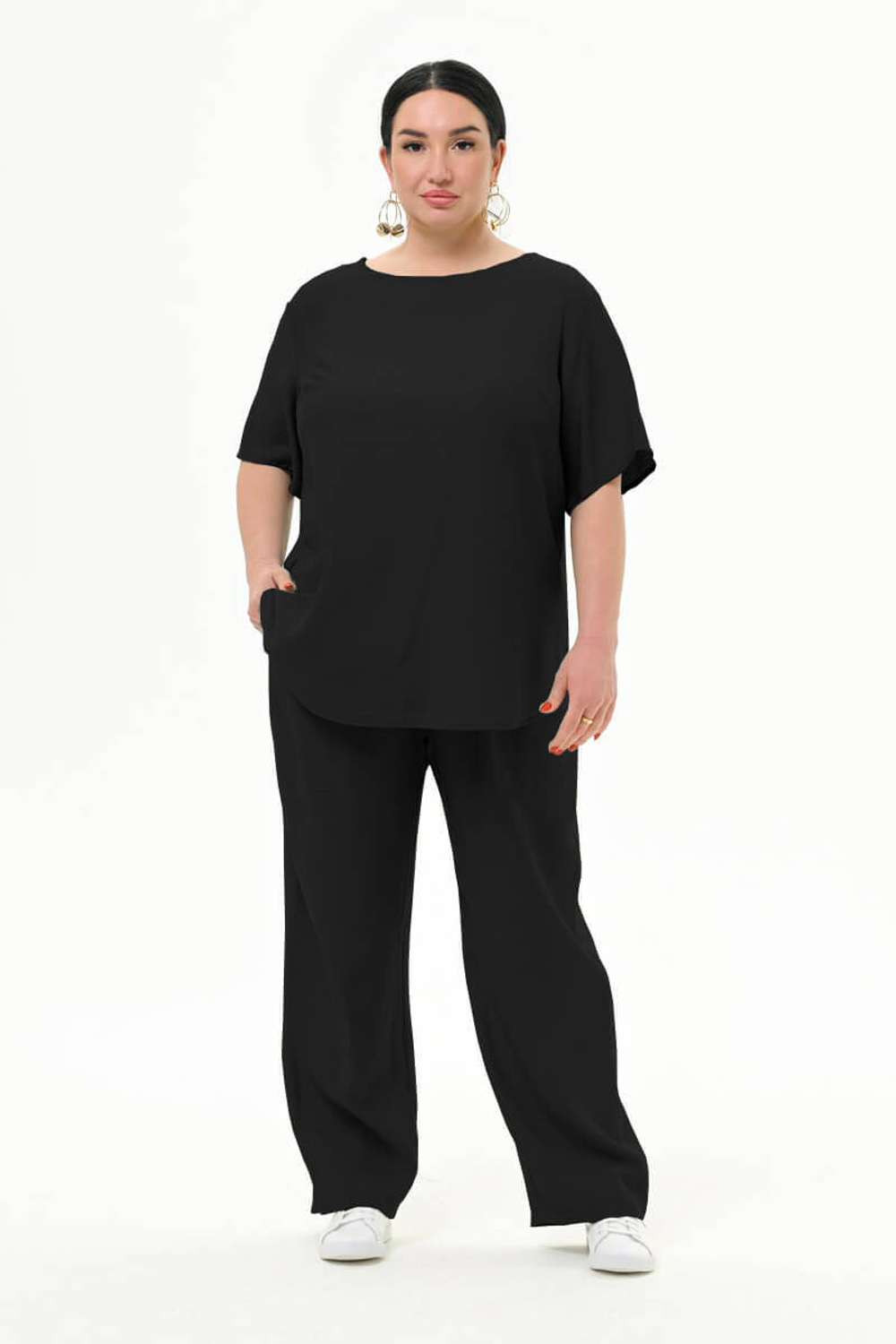 Брюки прямые из вискозы, чёрные