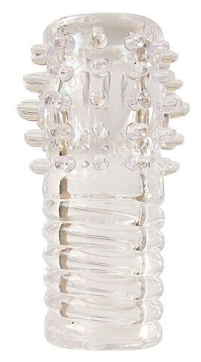 Прозрачная насадка на фаллос - 10 см. (Цвет: прозрачный)