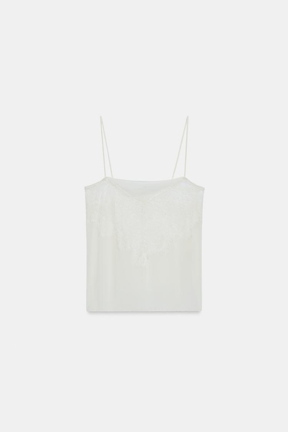 ZARA КРУЖЕВНОЙ ТОП, ЖЕЛТОВАТО-БЕЛЫЙ