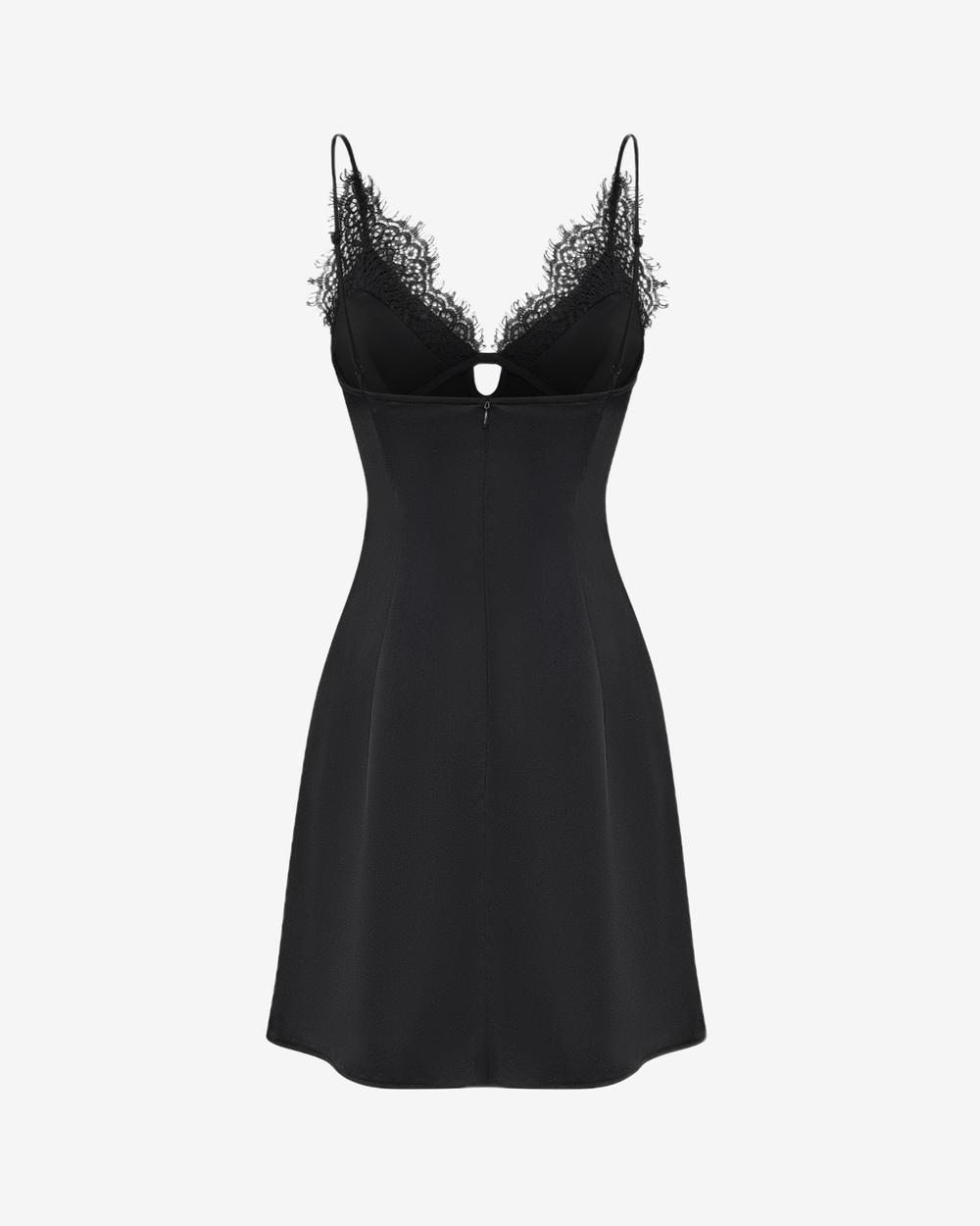 Платье мини из сатина с кружевной отделкой