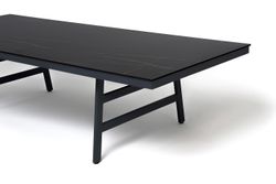 "Рио" стол из HPL 300х120см, цвет столешницы "черный мрамор", угол R3мм