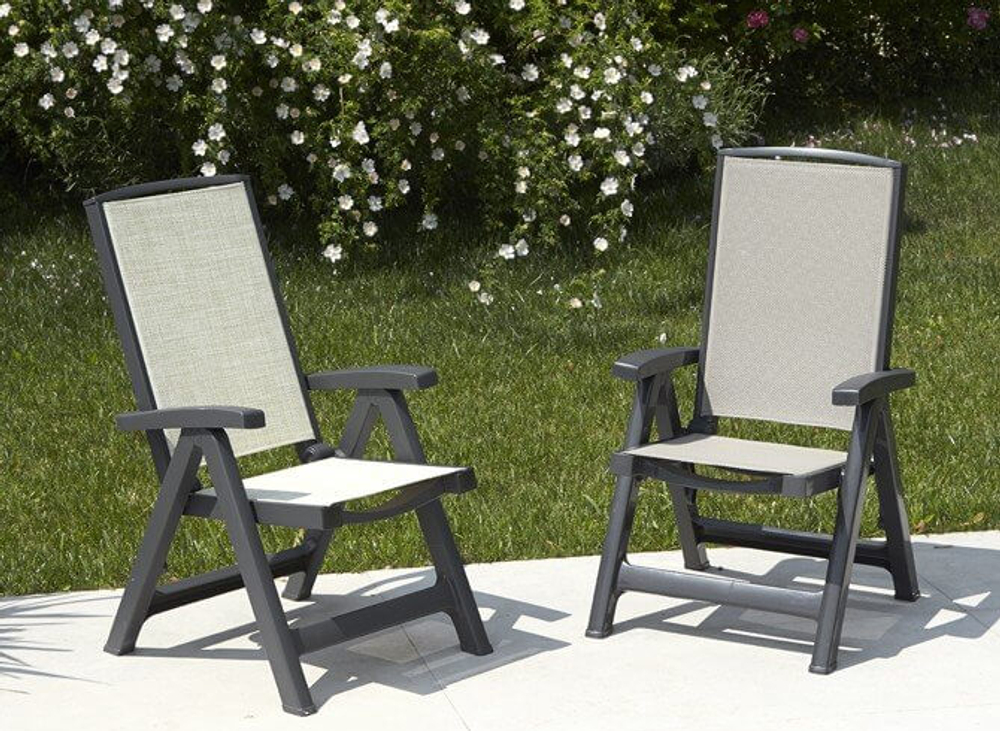 Кресло-шезлонг пластиковое SCAB GIARDINO Esmeralda Lux, антрацит, тортора