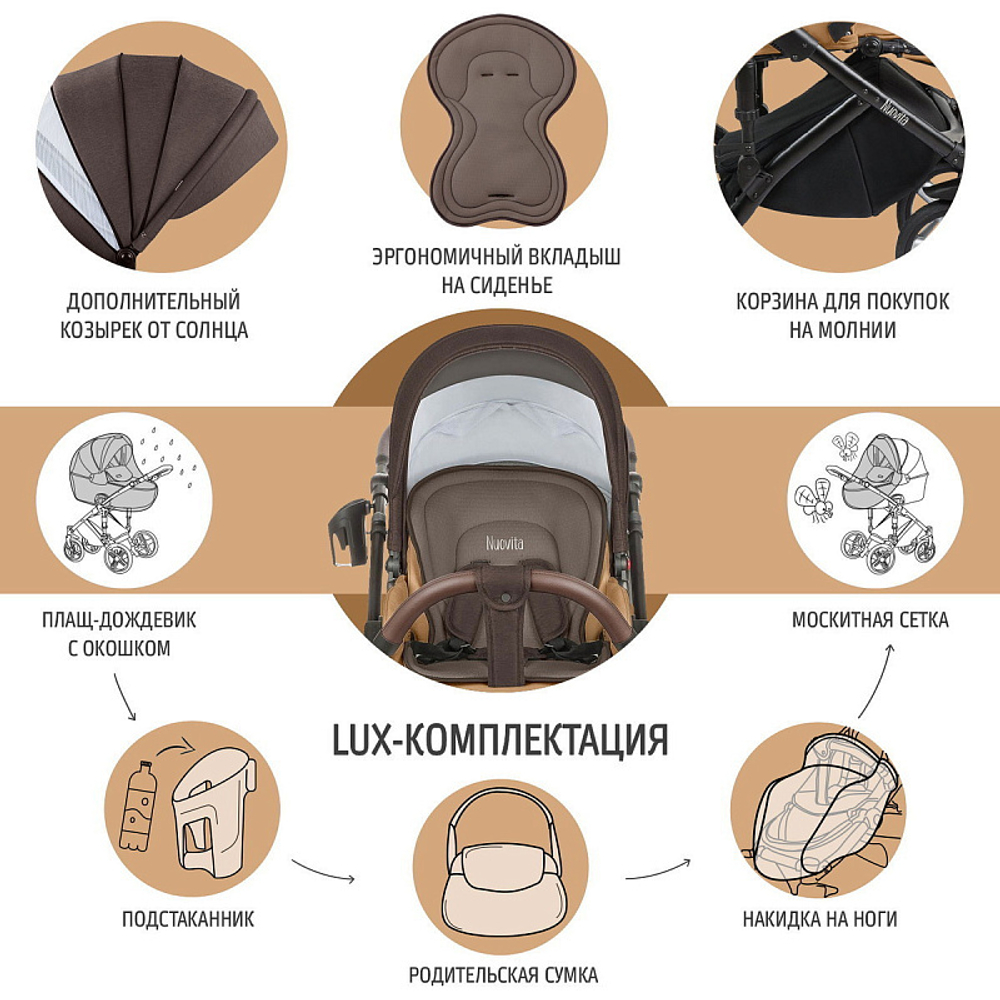 Детская коляска Nuovita Carro Sport 2 в 1 Nero Bronzo/Черная бронза