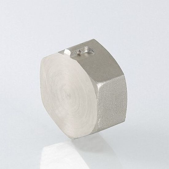 Заглушка Valtec 1/2" ВР с внутренней резьбой с ушком для пломбировки латунь никел. VTr.603.N.0004