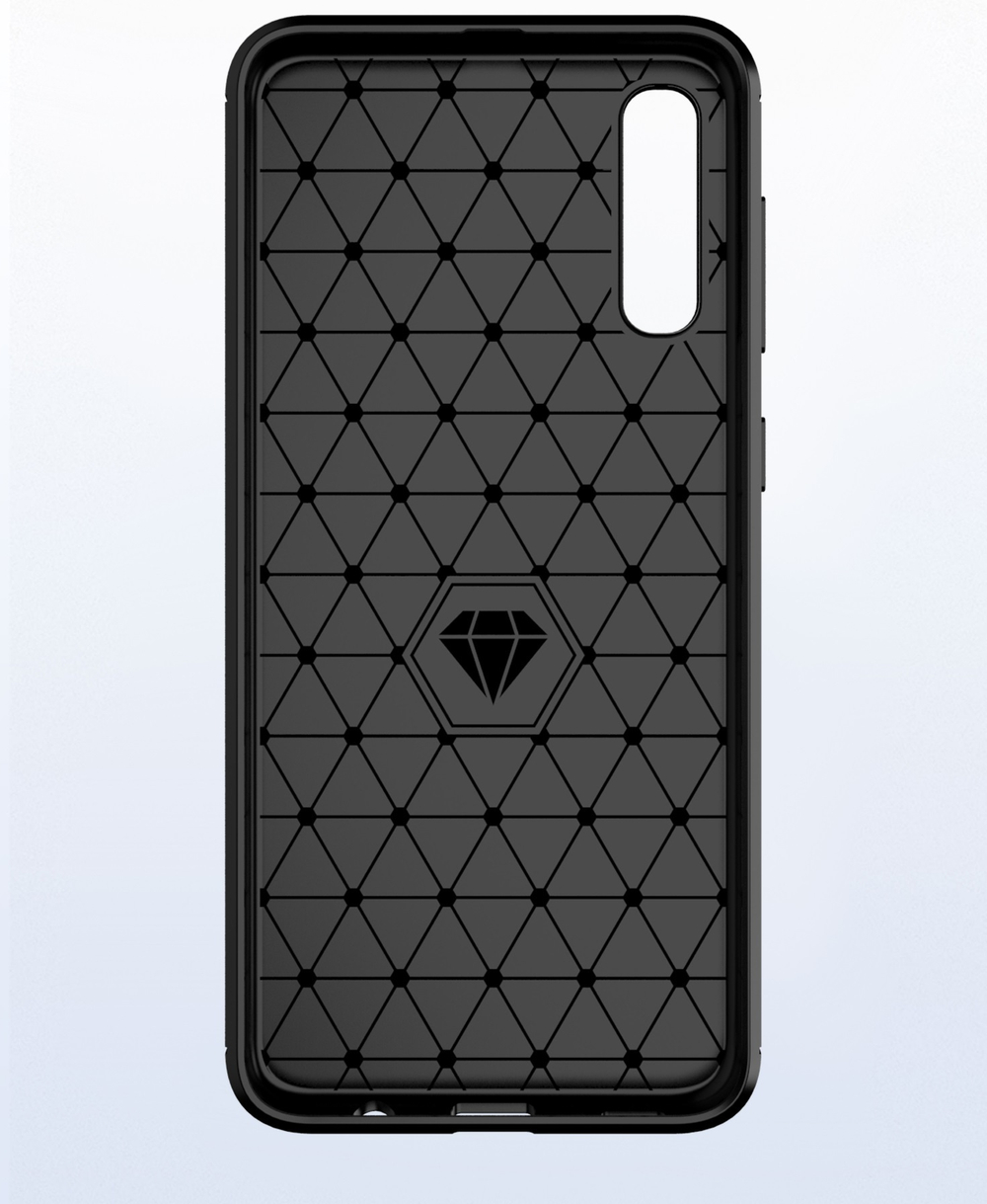 Чехол для Samsung Galaxy A50 (Galaxy A30S, A50S) цвет Black (черный), серия Carbon от Caseport