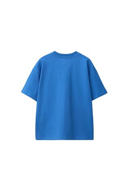 ZARA БАЗОВАЯ ОДНОТОННАЯ ФУТБОЛКА, ГЛУБОКИЙ СИНИЙ