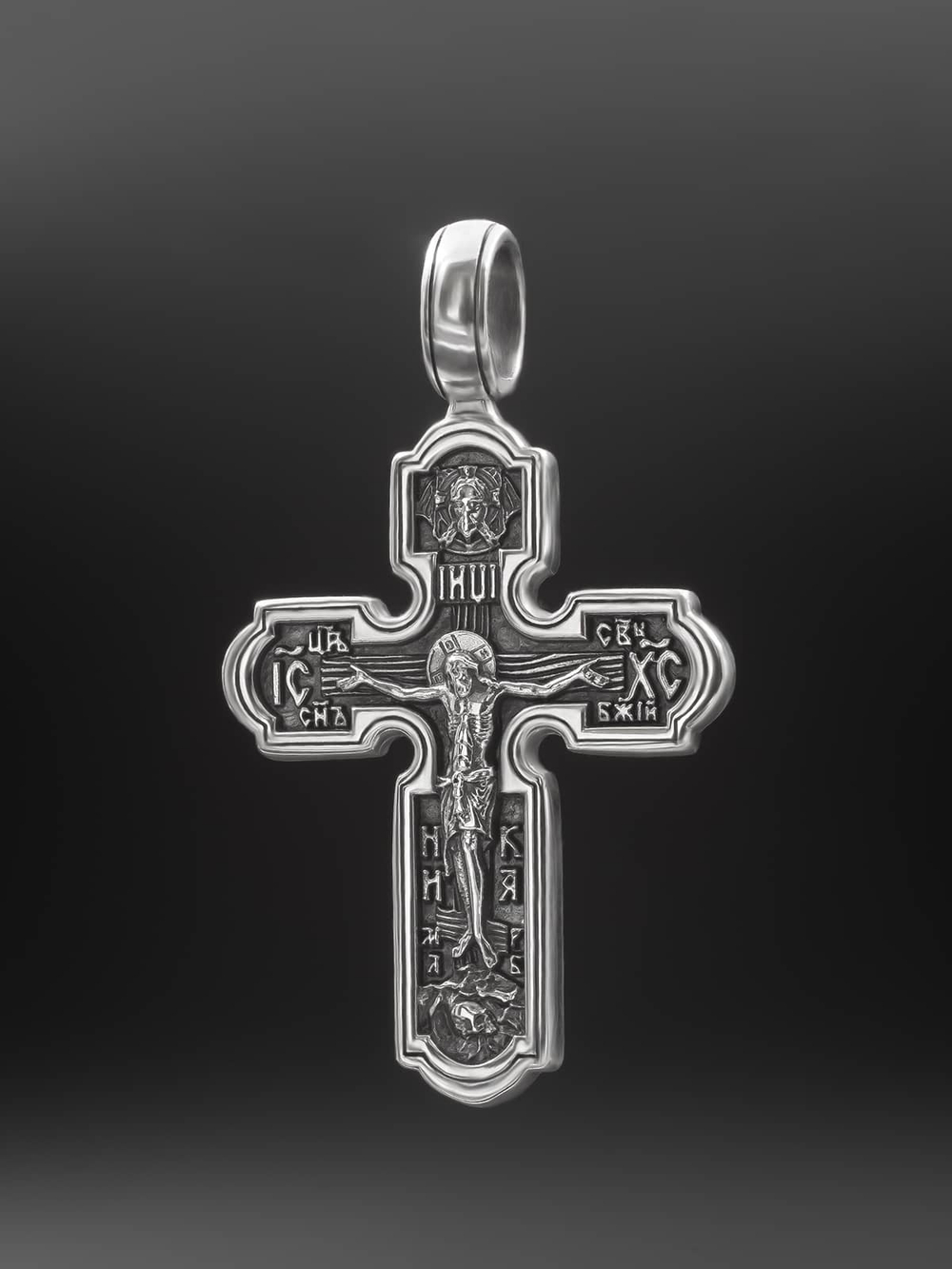 Крест православный "Христос и Елена" из серебра