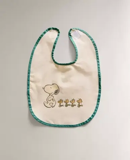 ZARA HOME ДЕТСКИЙ ХЛОПКОВЫЙ НАГРУДНИК PEANUTS™, КРЕМОВЫЙ