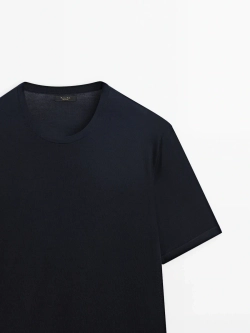 Massimo Dutti Футболка из мягкой ткани, темно-синий