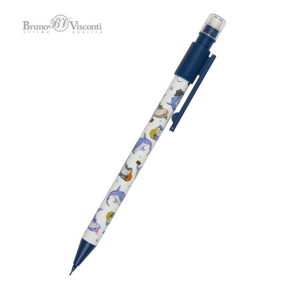 Карандаш механический с ластиком 0,7 мм "HappyGraphix. Акулы" (BrunoVisconti)