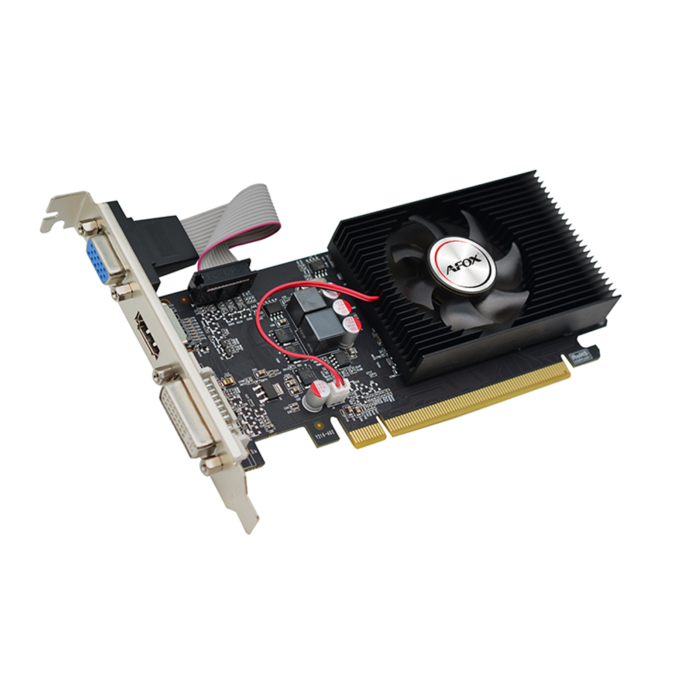 Видеокарта AFOX NVIDIA GeForce GT220, 1Гб GDDR3, 128 бит, LP, Retail, PCIe2.0, 1xFAN, 1-SLOT, 58Вт, VGA, HDMI, DVI (AF220-1024D3L2)