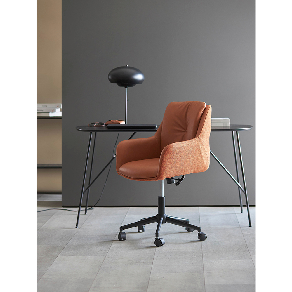 Стул на колесиках Bergenson Bjorn Allar, экокожа, рогожка, коричневый