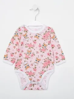 Боди детское, цвет розовый/лиса, рост 62 см