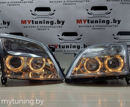Передние фары angel eyes chrome для Opel Vectra C